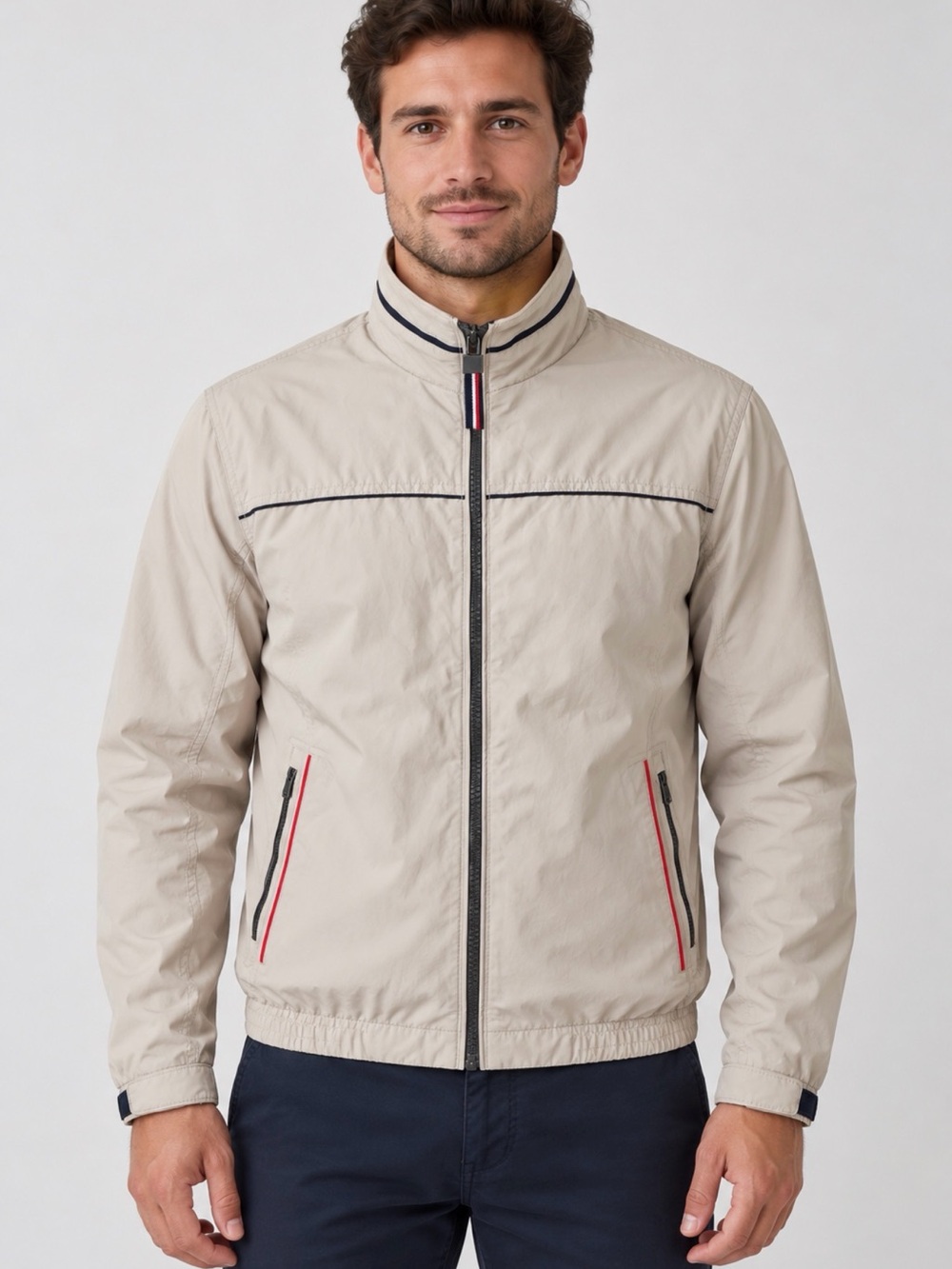 Men's Lightweight Sand Zip-Front Shirt Jacket